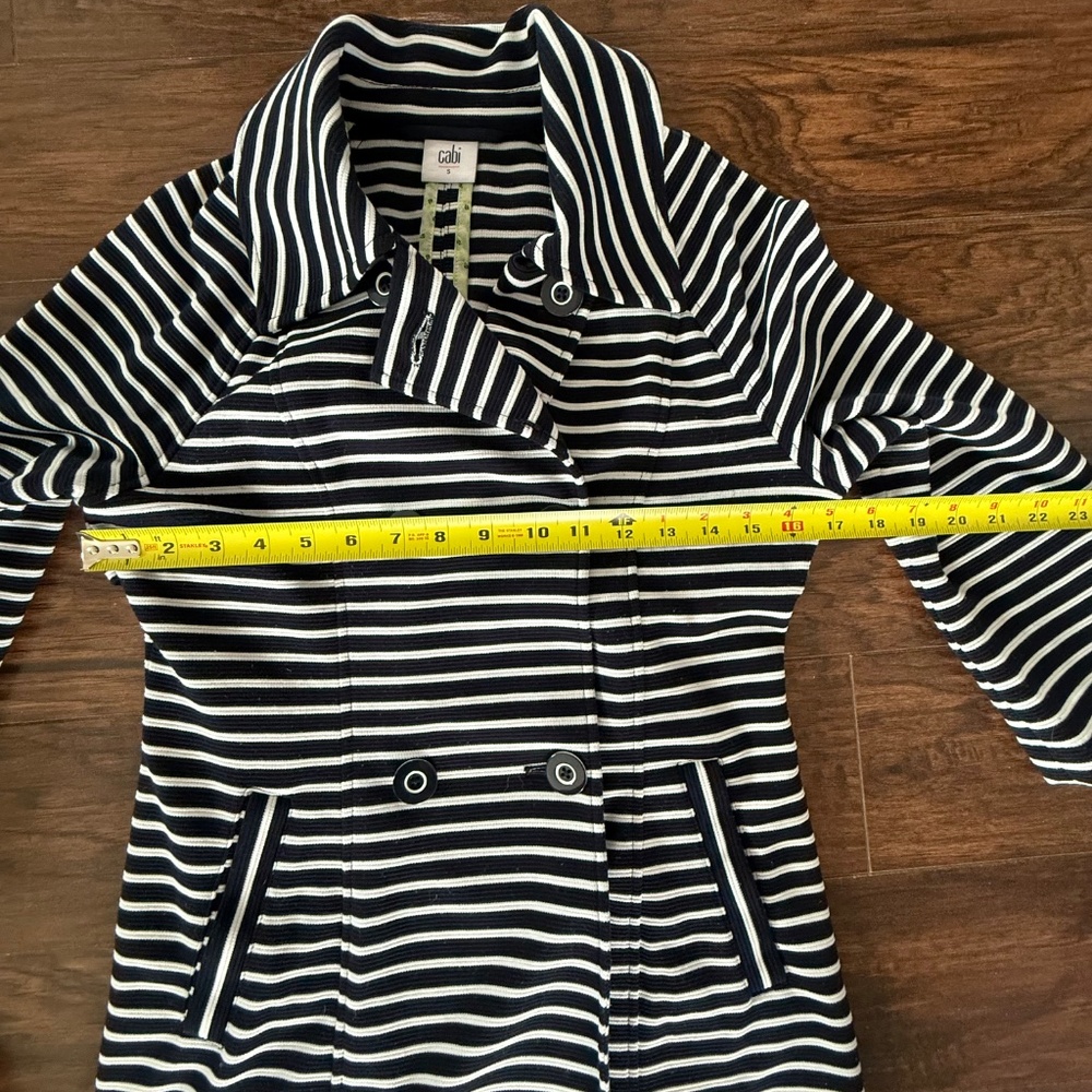 CAbi Striped Double Breasted Trench Jacket Navy White Size S Style 5151 - Picture 14 of 15